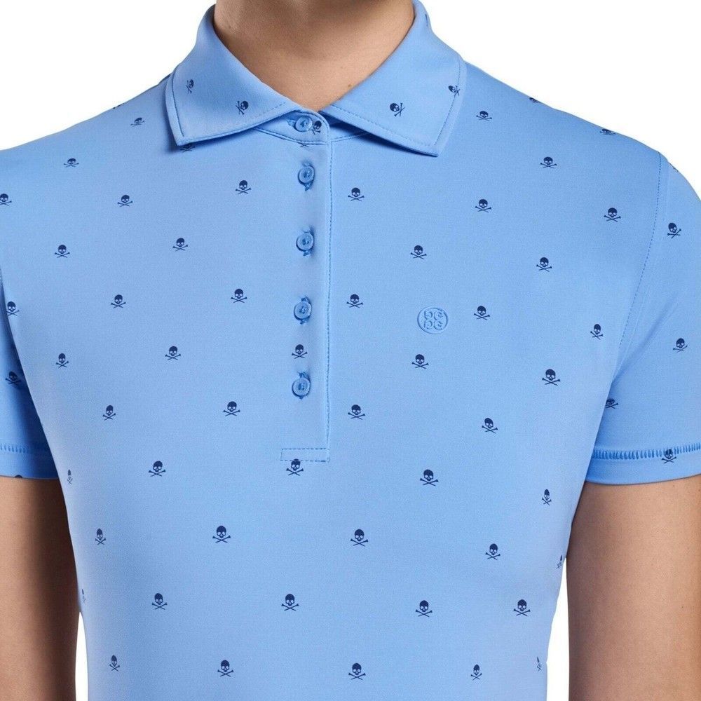 G/FORE Light Blue Polo with Navy Micro-Print - Picture 3 of 7